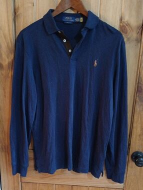 Polo by Ralph Lauren Navy Long-Sleeve Polo with Embroidered Pony